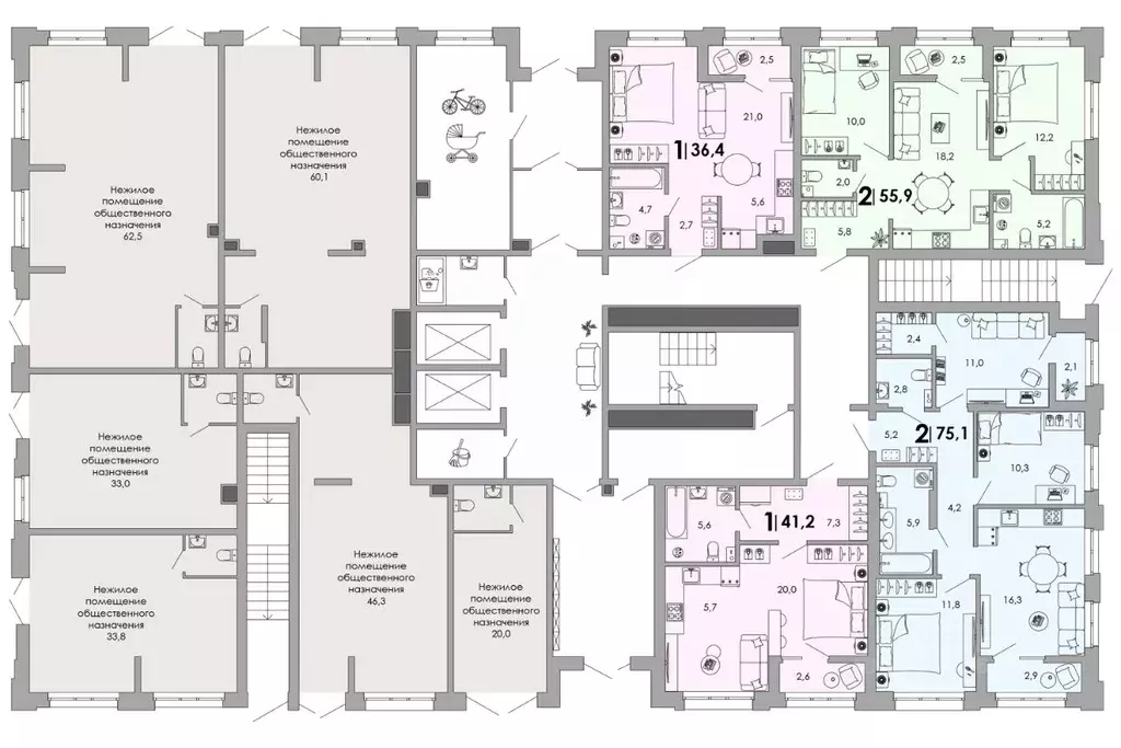 1-к кв. Владимирская область, Владимир Уно жилой комплекс (41.18 м) - Фото 2