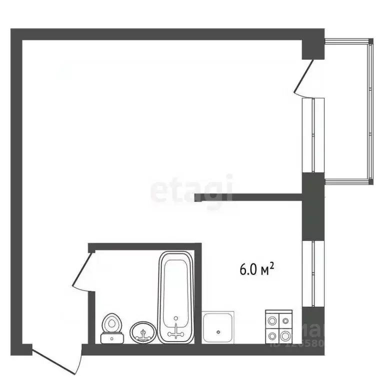 1-к кв. Кемеровская область, Новокузнецк ул. Циолковского, 34 (32.2 м) - Фото 2