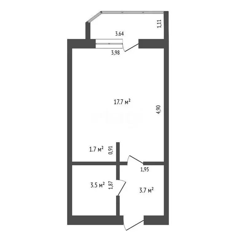 Квартира-студия: Благовещенск, Северная улица, 38 (26.6 м) - Фото 1
