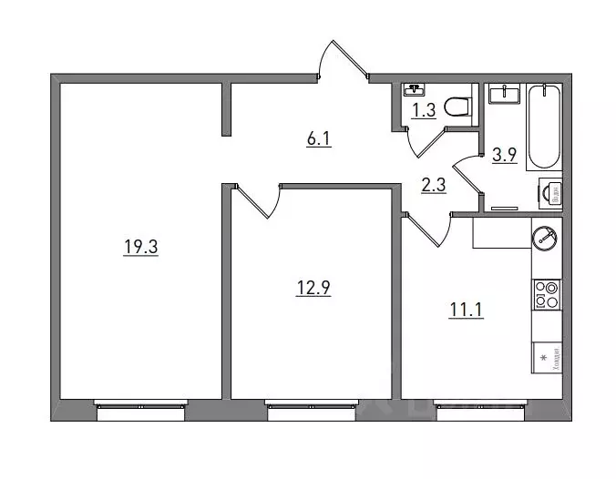 2-к кв. Кировская область, Киров ул. Чистопрудненская, 13А (56.9 м) - Фото 1