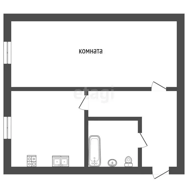 1-комнатная квартира: село Хохлово, Центральная улица, 11Б (28.9 м) - Фото 1