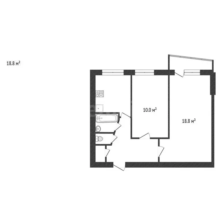 2-комнатная квартира: Обнинск, улица Курчатова, 17 (45 м) - Фото 1