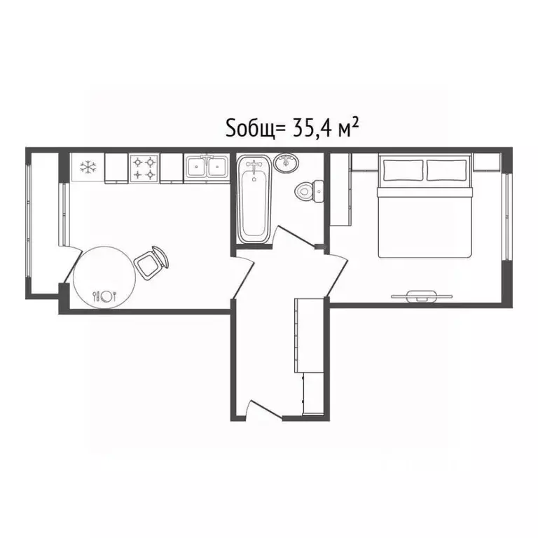 1-к кв. Брянская область, Брянск ул. Имени О.Н. Строкина, 3 (35.4 м) - Фото 1