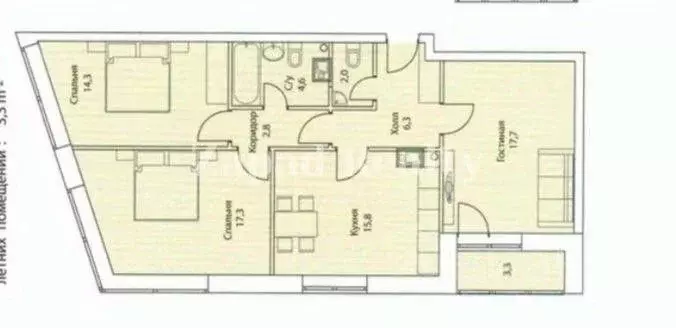 3-к кв. Москва Шелепихинская наб., 34к1 (84.0 м) - Фото 2