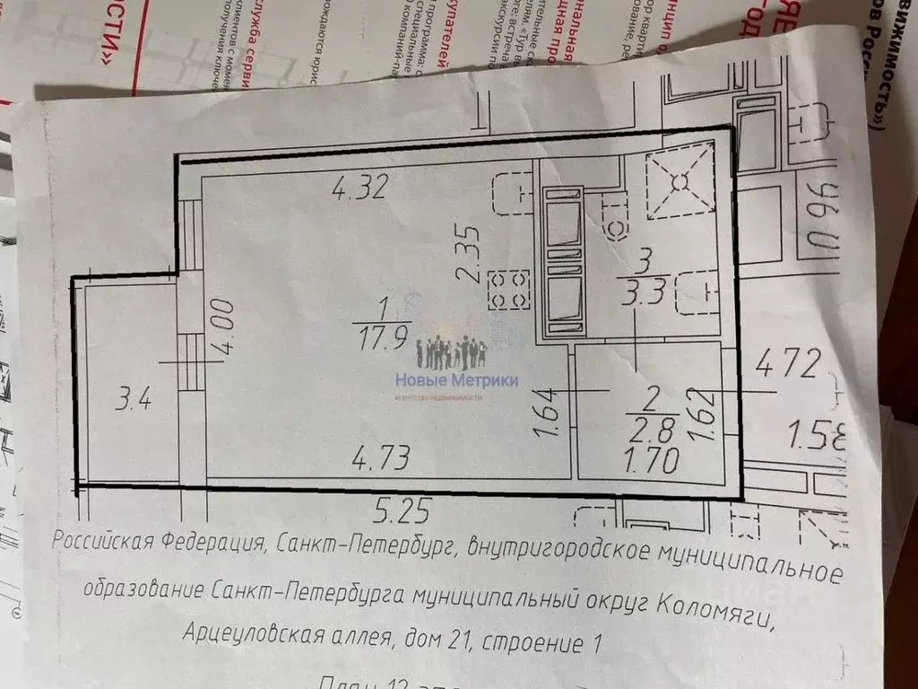 Студия Санкт-Петербург аллея Арцеуловская, 21 (25.0 м) - Фото 0