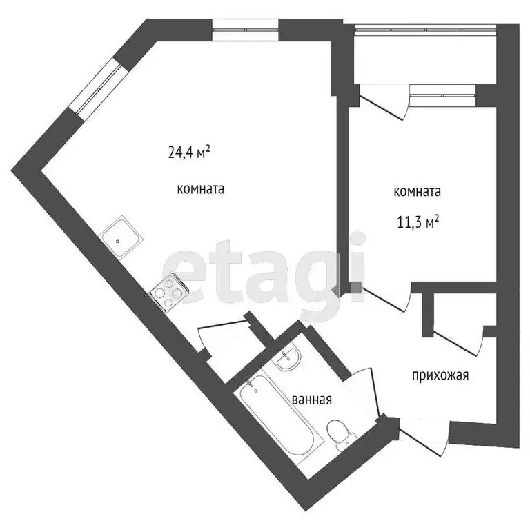 2-комнатная квартира: Шушары, Школьная улица, 6к2 (44.2 м) - Фото 0