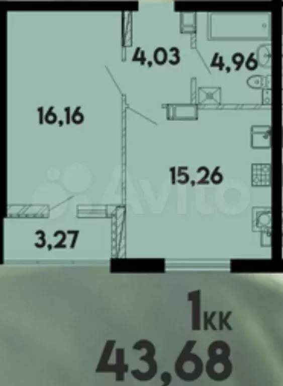 1-к. квартира, 43,7 м, 15/17 эт. - Фото 1