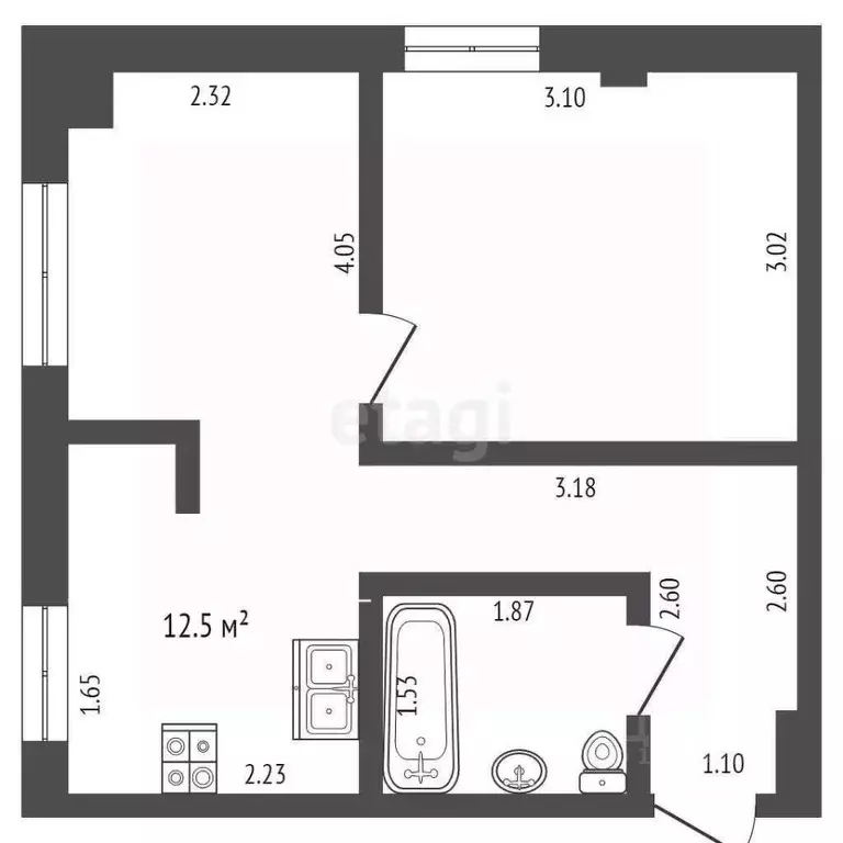 1-к кв. Омская область, Омск просп. Мира, 51 (30.1 м) - Фото 1