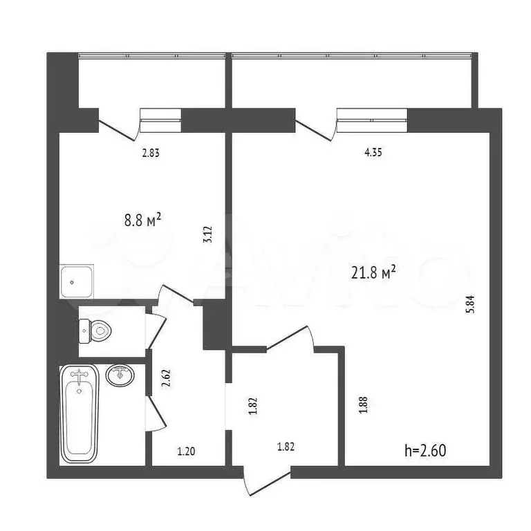 1-к. квартира, 42,5 м, 7/16 эт. - Фото 0