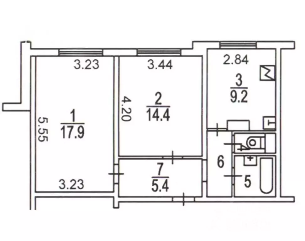 2-к кв. Москва ул. Барышиха, 25к1 (53.5 м) - Фото 2