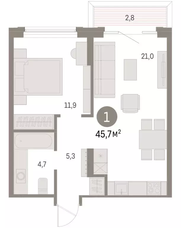 1-комнатная квартира: Курган, жилой район Центральный, ЖК Дом Кино ... - Фото 2