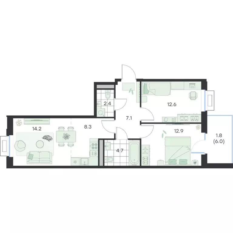 3-к кв. Московская область, Раменское G3 Михалевич жилой комплекс ... - Фото 1