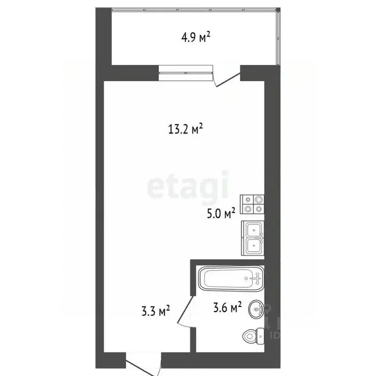 Студия Калужская область, Калуга ул. Минская, 39 (30.0 м) - Фото 2