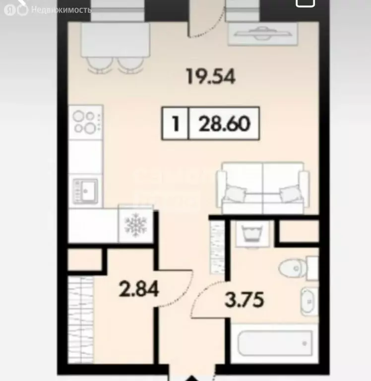 Квартира-студия: Рязань, Малиновая улица, 6 (28.6 м) - Фото 1