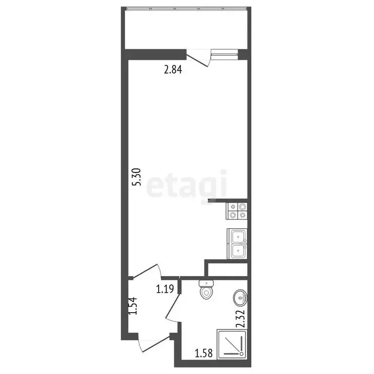 Квартира-студия: Никольское, Октябрьская улица, 16 (22.8 м) - Фото 1