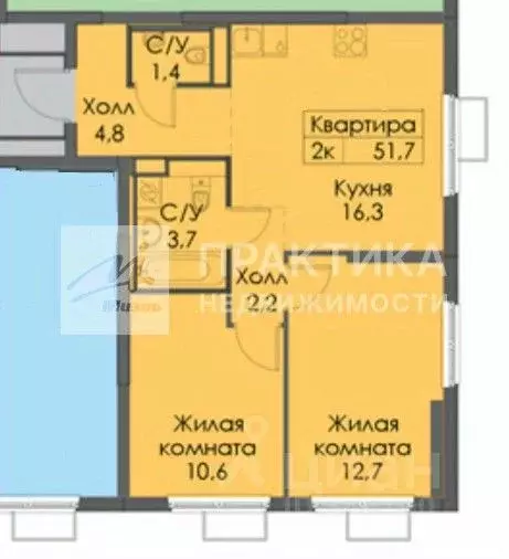 2-к кв. Москва Амурская ул., 2к1 (51.7 м) - Фото 2