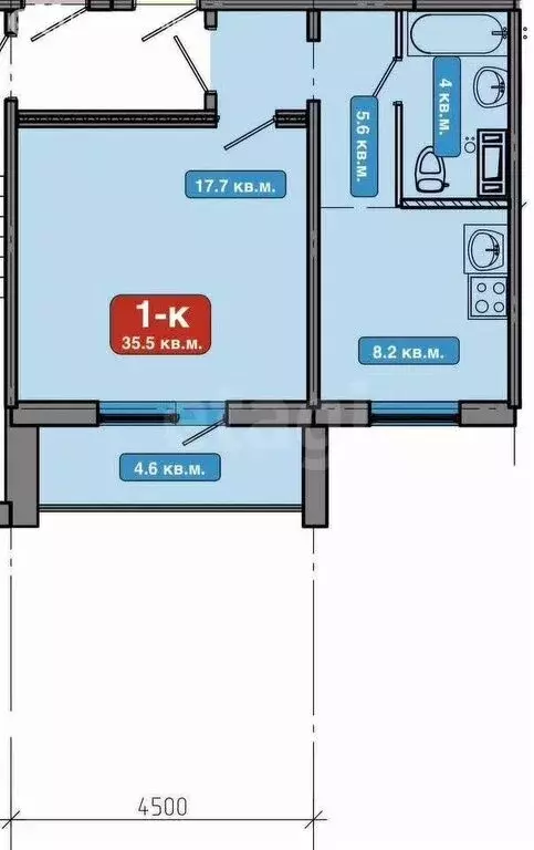 1-комнатная квартира: Миасс, улица Богдана Хмельницкого, 76 (35.3 м) - Фото 0
