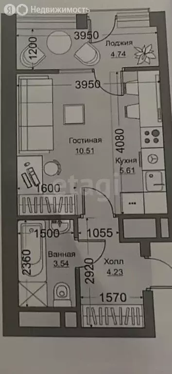 Квартира-студия: село Осиново, Спортивная улица, 6 (26 м) - Фото 1