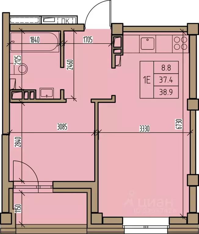 1-к кв. Хакасия, Абакан ул. Комарова, 7 (38.9 м) - Фото 1