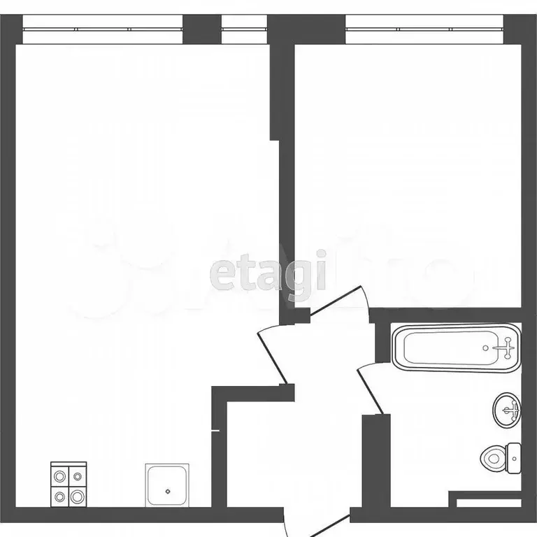 1-к. квартира, 38,4 м, 3/7 эт. - Фото 0