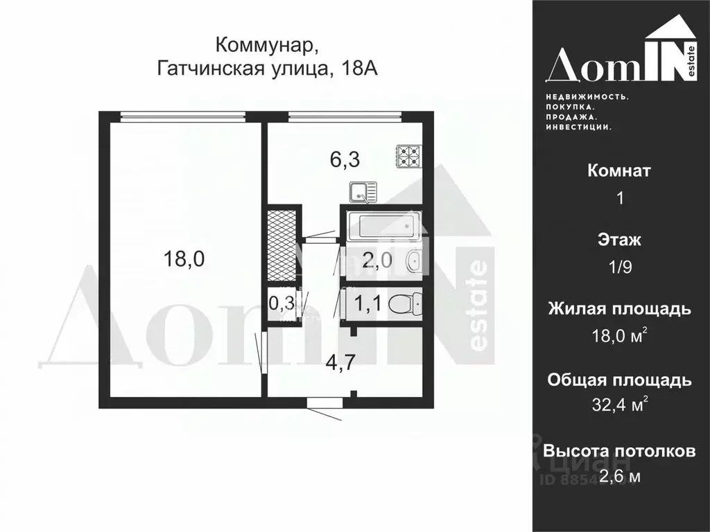 1-к кв. Ленинградская область, Коммунар г. Гатчинский муниципальный ... - Фото 2