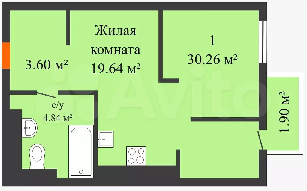 1-к. квартира, 31 м, 16/25 эт. - Фото 0
