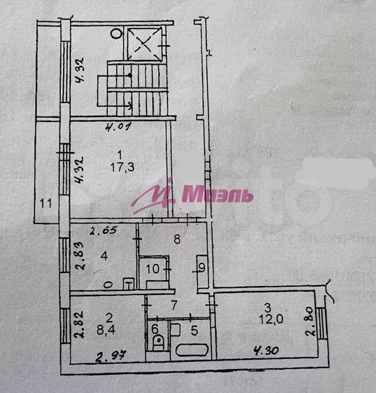 3-к. квартира, 60 м, 8/9 эт. - Фото 0