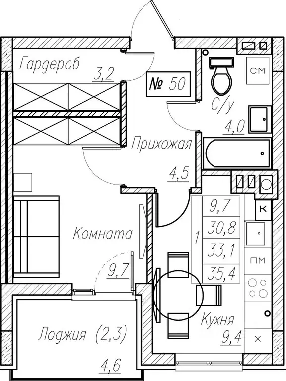 1-к кв. Калининградская область, Пионерский  (33.1 м) - Фото 1
