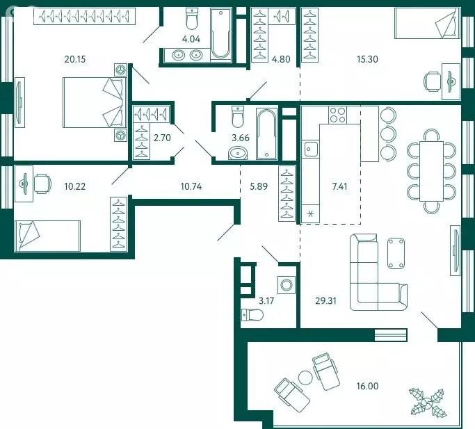 3-комнатная квартира: Уфа, улица Расула Гамзатова, 5 (122.19 м) - Фото 1