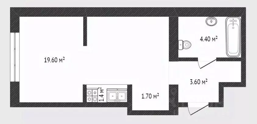 1-к кв. Тюменская область, Тюмень ул. Республики, 204к7 (30.7 м) - Фото 0