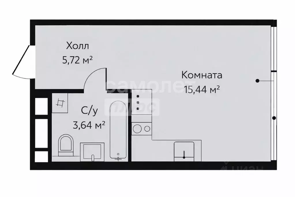 Студия Москва Шереметьевская ул., 21 (24.8 м) - Фото 1
