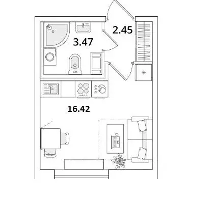 Студия Санкт-Петербург Кубинская ул., 82к3с1 (22.34 м) - Фото 0