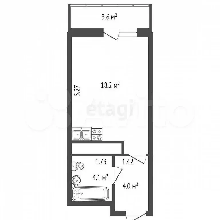 Квартира-студия, 29,9 м, 12/18 эт. - Фото 0