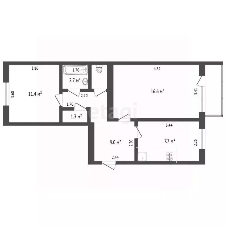 2-к кв. Архангельская область, Котлас Котлашанская ул., 14 (51.0 м) - Фото 2