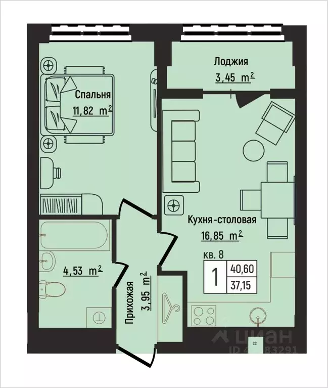 1-к кв. Нижегородская область, Нижний Новгород Литературная ул., 5 ... - Фото 1