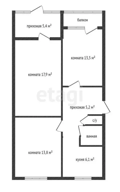 3-комнатная квартира: село Дивноморское, Горная улица, 25 (64.7 м) - Фото 0