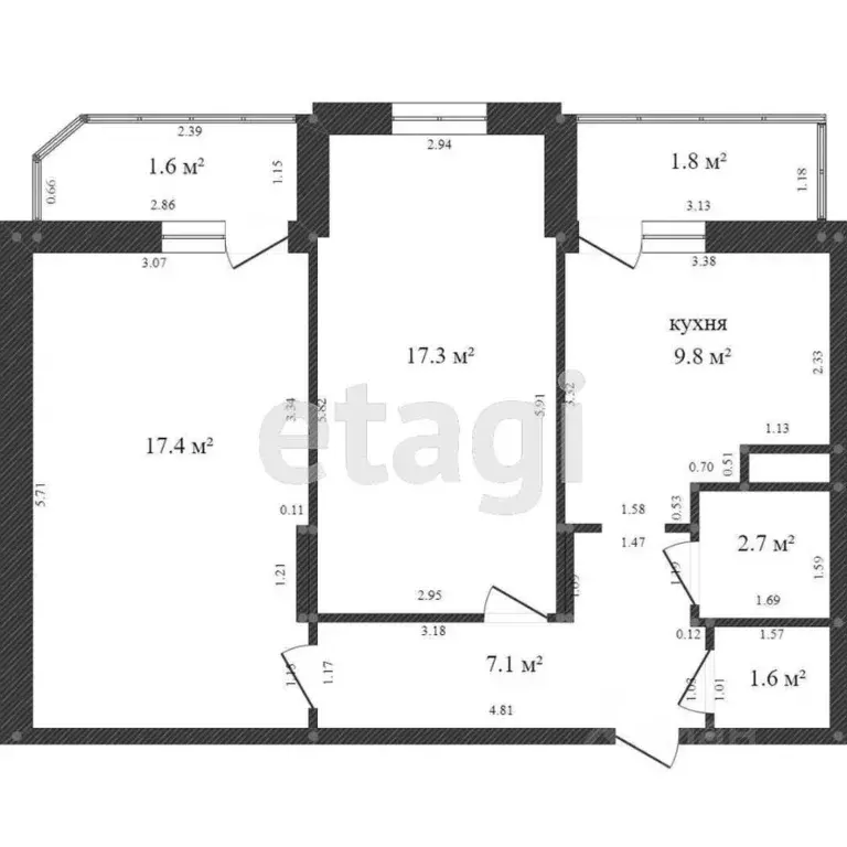2-к кв. Татарстан, Казань просп. Ямашева, 31А (54.6 м) - Фото 2