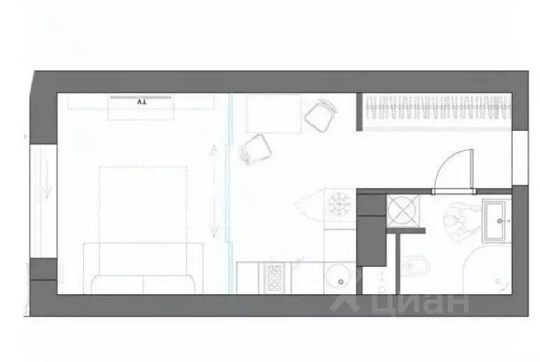 Студия Новосибирская область, Новосибирск ул. Петухова, 99 (21.0 м) - Фото 2
