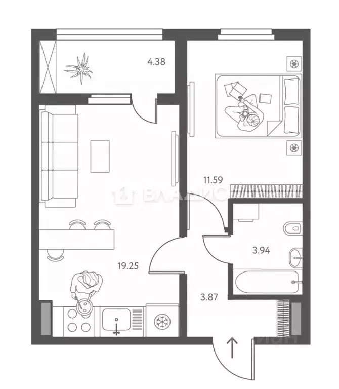 1-к кв. Липецкая область, Липецк ул. Механизаторов, 15А (37.09 м) - Фото 2
