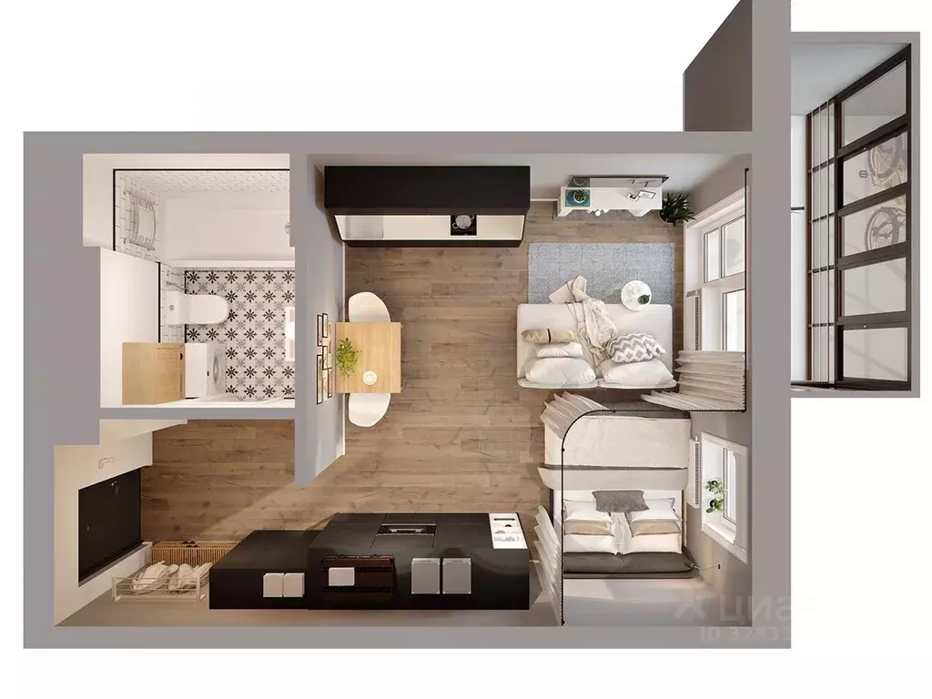 Студия Санкт-Петербург просп. Орлово-Денисовский, 19к4 (25.9 м) - Фото 1