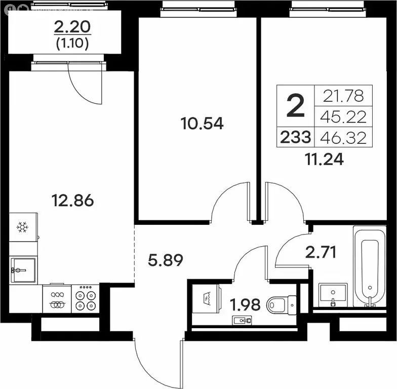 2-комнатная квартира: Владимир (46.32 м) - Фото 0