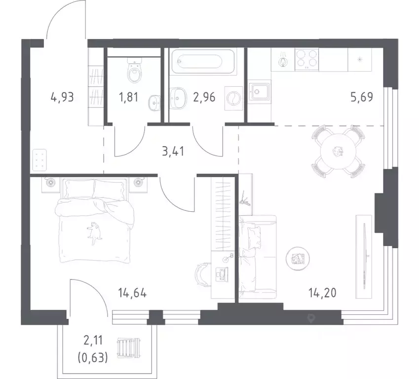 1-к кв. Московская область, Ленинский городской округ, Мисайлово пгт, ... - Фото 1