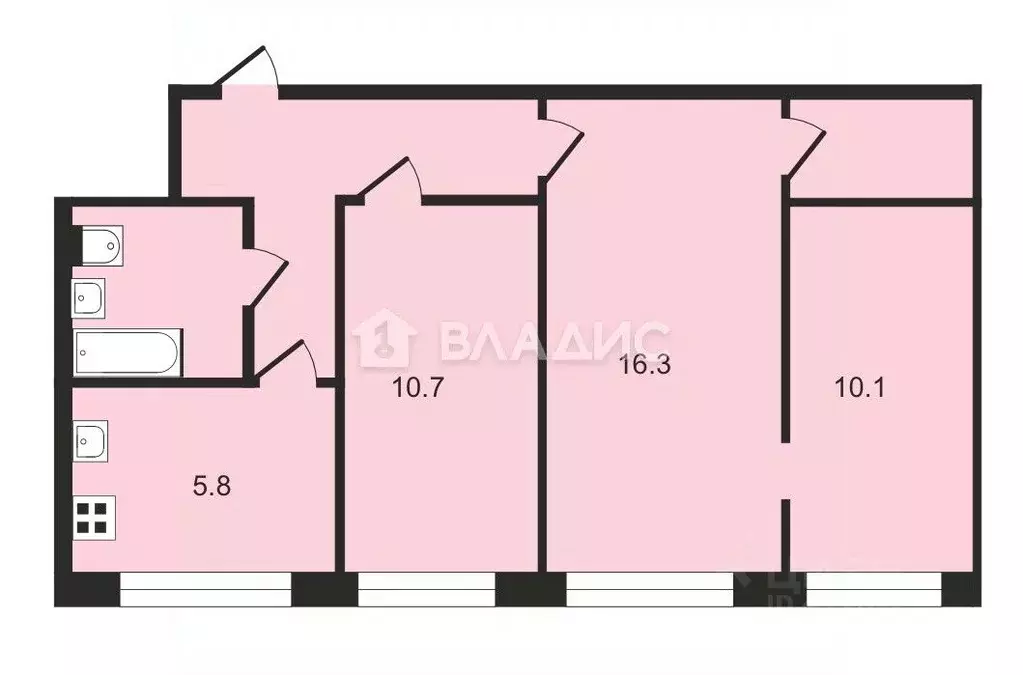 3-к кв. Владимирская область, Собинка ул. Гагарина, 10 (54.8 м) - Фото 2