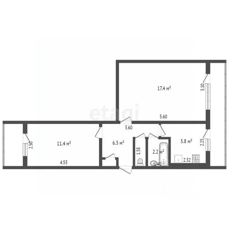 2-к кв. Крым, Ялта ул. Мисхорская, 2к1 (46.0 м) - Фото 2