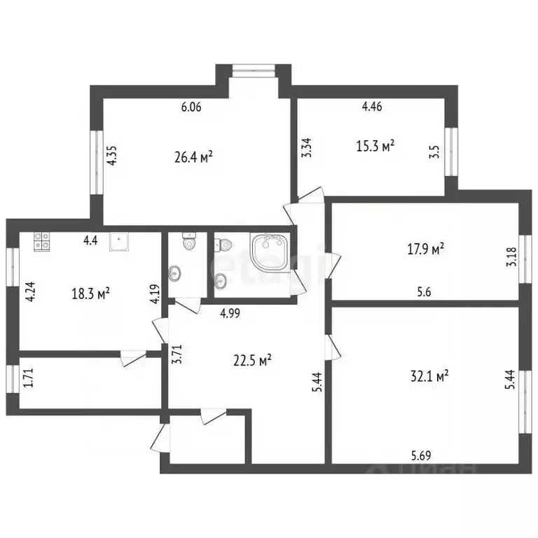 4-к кв. Белгородская область, Белгород Садовая ул., 61б (156.4 м) - Фото 1