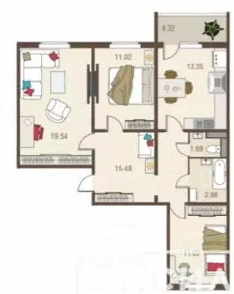 3-комнатная квартира: Курск, проспект Надежды Плевицкой, 23 (74.6 м) - Фото 2