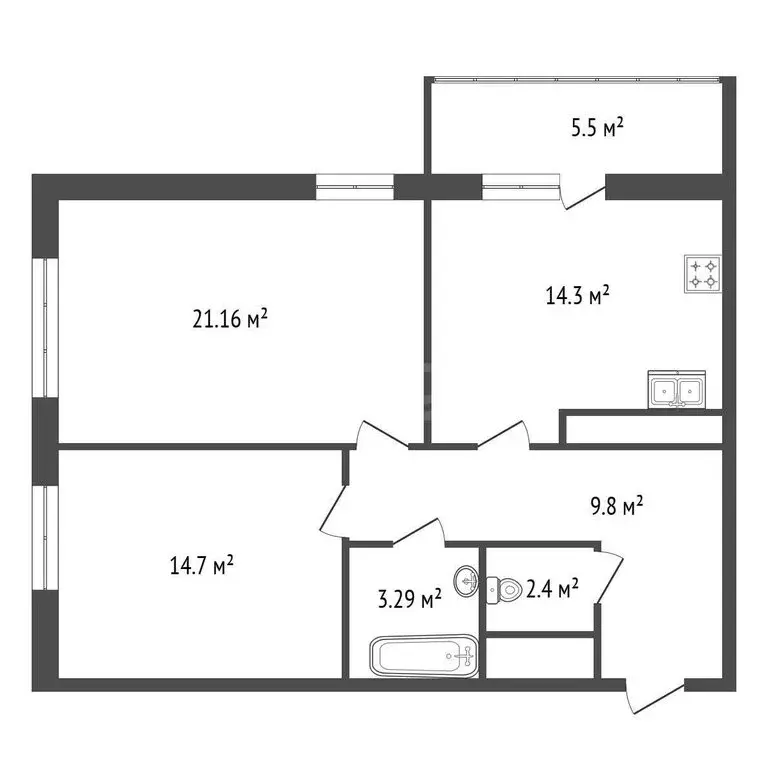 2-комнатная квартира: Санкт-Петербург, Суздальское шоссе, 18к4 (70.3 ... - Фото 2