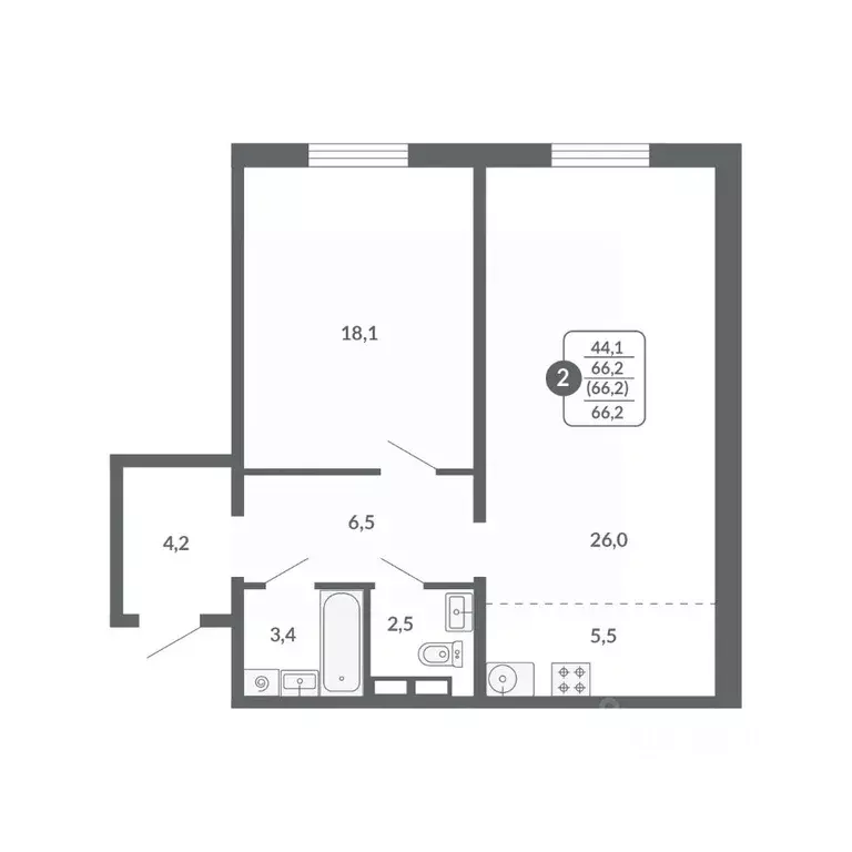 2-к кв. Кировская область, Киров ул. Потребкооперации, 34 (66.2 м) - Фото 1