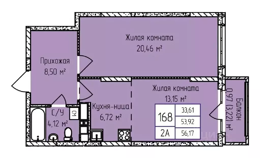 2-к кв. Удмуртия, Ижевск ул. Героя России Ильфата Закирова, 20А (56.33 ... - Фото 0