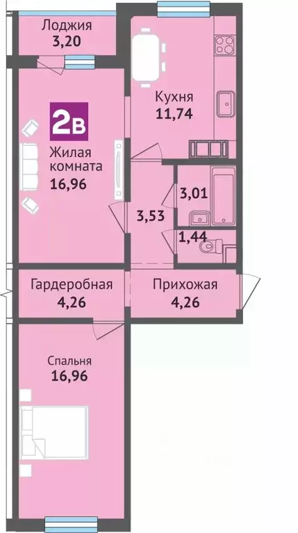 2-к кв. Чувашия, Чебоксары ул. Богдана Хмельницкого, 129 (65.36 м) - Фото 1